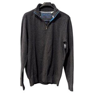 Robert Graham half zip dark grey mens size medium pull over sweater‎